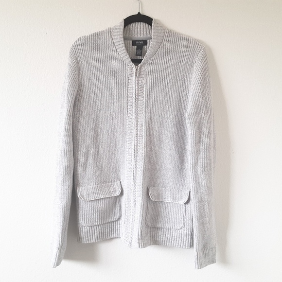 ALFANI Men's Knit Grey Zip-up Sweater Size Small - Picture 1 of 6